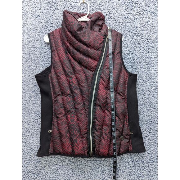 Harley Davidson Down Feather Puffer Vest Size LG Asymmetrical Full Zip Moto Red - Picture 12 of 13